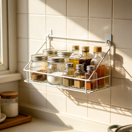 Wall Mounted Kitchen Spice Storage Rack Unit
